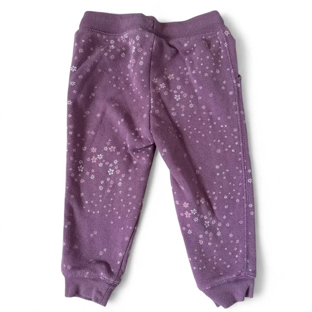 OshKosh B’gosh Floral Fleece Jogger Sweatpants 24M Purple